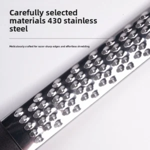 Close-up of razor-sharp 430 stainless steel blade on fine grater zester isolated on white background KL-KA-GR-001