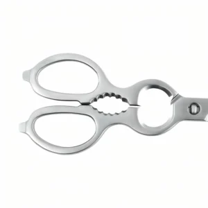 All-metal kitchen shears ergonomic handle close-up isolated on white background KL-SC-PR-008