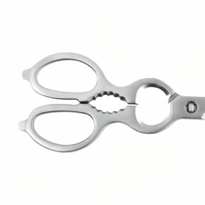 All-metal kitchen shears ergonomic handle close-up isolated on white background KL-SC-PR-008