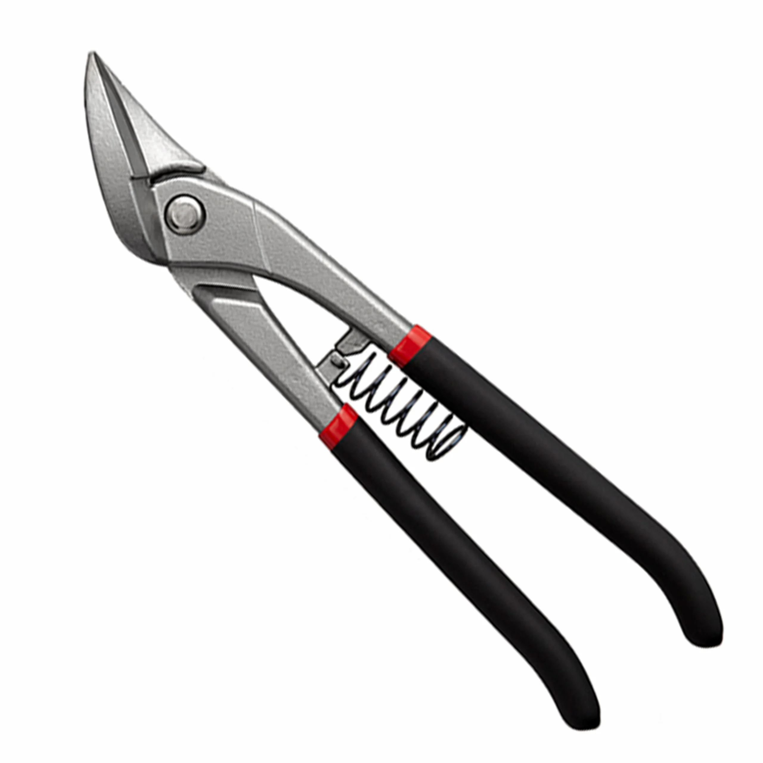Spring-loaded aviation tin snips in 45-degree angled view isolated on white background KL-SC-SS-013