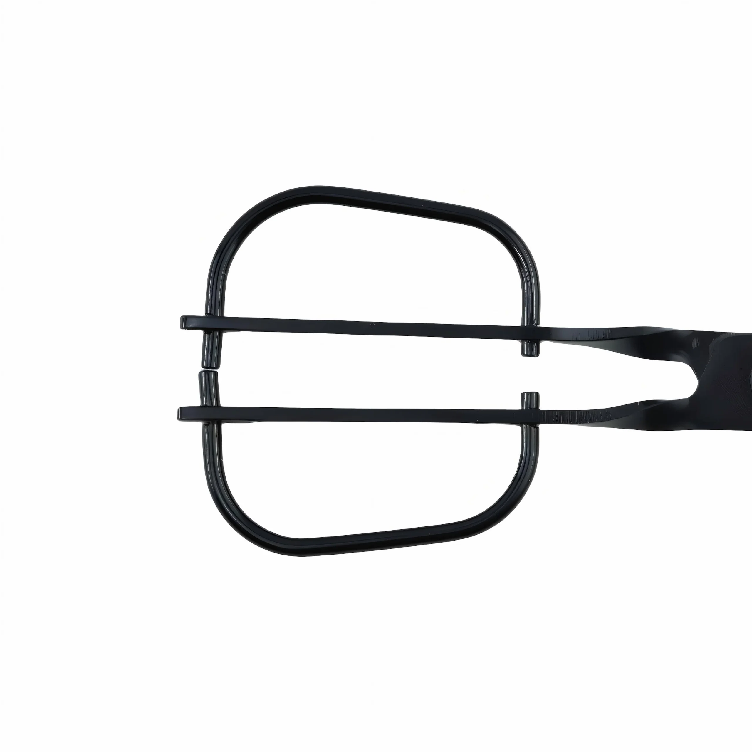 Close-up of black matte garden shears ergonomic wire loop handle isolated on white background, SKU KL-SC-PR-003