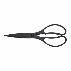 Black stainless steel kitchen scissors isolated on white background KL-SC-TI-001
