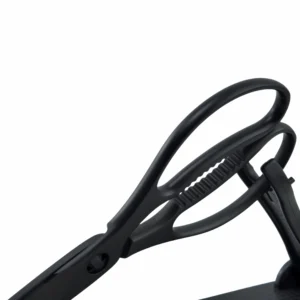 Black stainless steel kitchen shears shown from a 45-degree angle isolated on white background KL-SC-TI-001