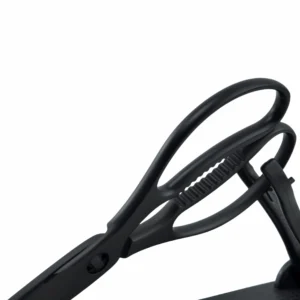 Black stainless steel kitchen shears shown from a 45-degree angle isolated on white background KL-SC-TI-001