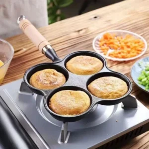 4-cup cast iron egg pan cooking pancakes in kitchen environment KL-KA-GAD-002