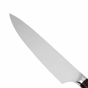 Close up view of the forged german stainless steel blade isolated on white background KL-KN-SS-016