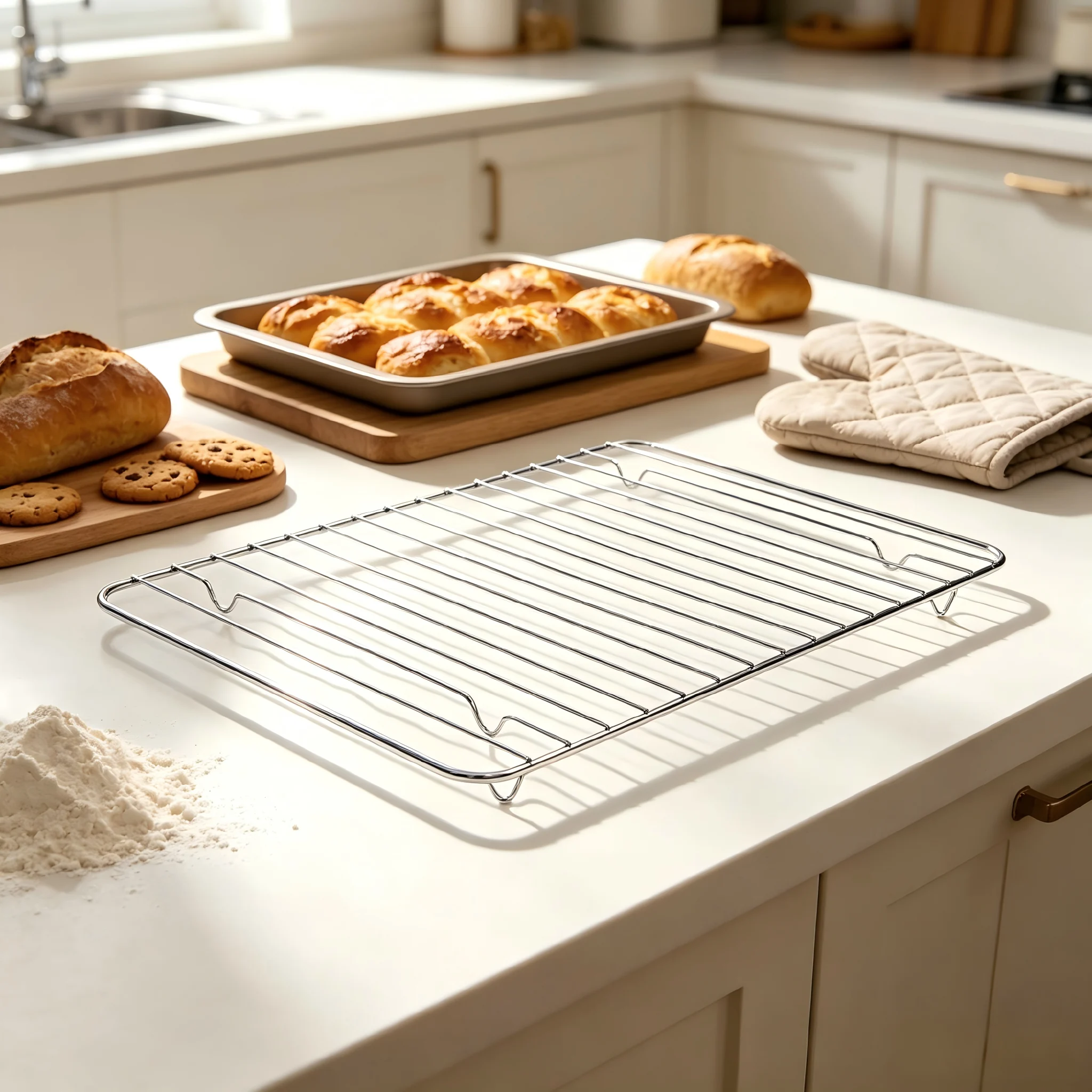 Chrome-plated steel wire roasting and cooling rack in kitchen environment KL-KA-BBQ-007