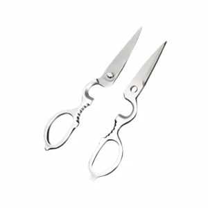 Detachable stainless steel kitchen scissors in two separated pieces isolated on white background KL-SC-PR-008