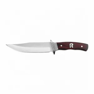 Fixed Blade Hunting Knife - Front View | KaiLionCrafts :Fixed blade hunting knife with rosewood handle isolated on white background, SKU: KL-OD-HC-007.
