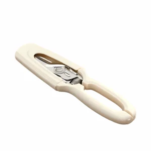 pring-loaded floral pruning shears inserted in matching white protective plastic sheath isolated on white background, SKU KL-SC-SS-003.