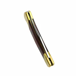 Top view of a classic folding pocket knife in closed position showing its spine isolated on white background. SKU: KL-OD-SS-003.