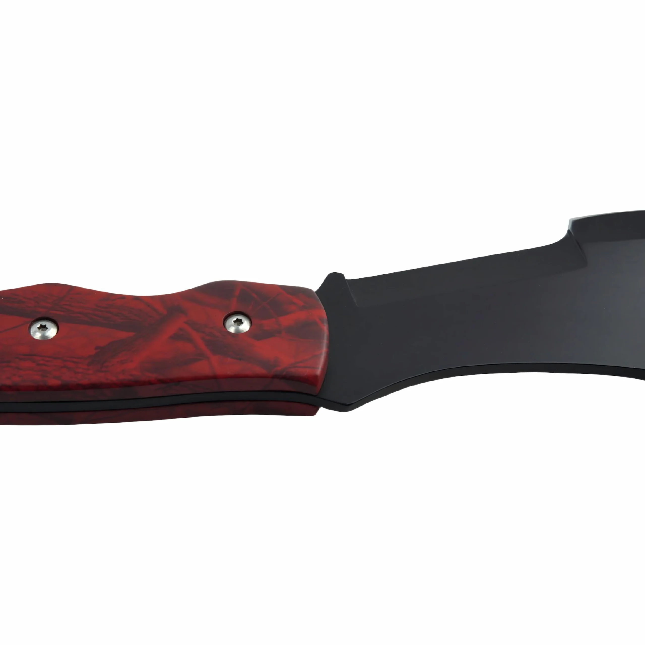 Full tang hunting knife with black oxide coated spine isolated on white background KL-OD-TI-006