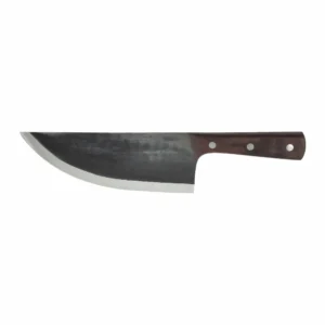 Hand forged carbon steel cleaver with rosewood handle isolated on white background KL-KN-HC-002