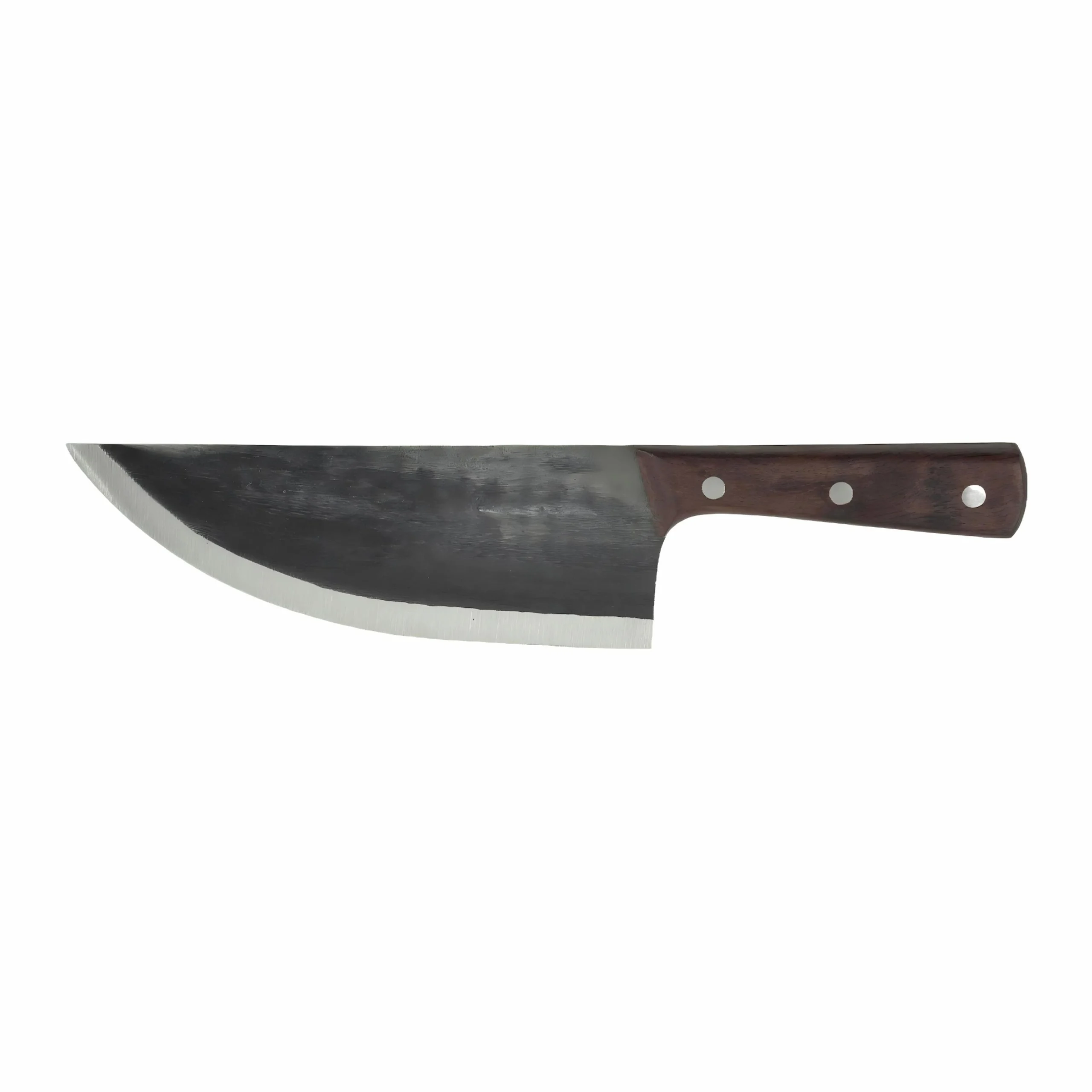 Hand forged carbon steel cleaver with rosewood handle isolated on white background KL-KN-HC-002