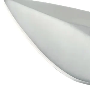 Fixed Blade Hunting Knife - Razor Sharp Blade Edge Detail | KaiLionCrafts Extreme close-up of the razor-sharp blade edge profile on a fixed blade hunting knife, isolated on white background. KL-OD-SS-022