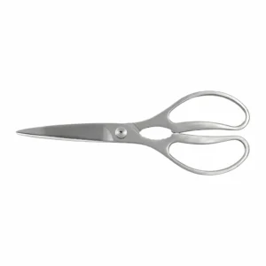 All-stainless steel heavy duty kitchen scissors with integrated metal handle isolated on white background KL-SC-SS-007.