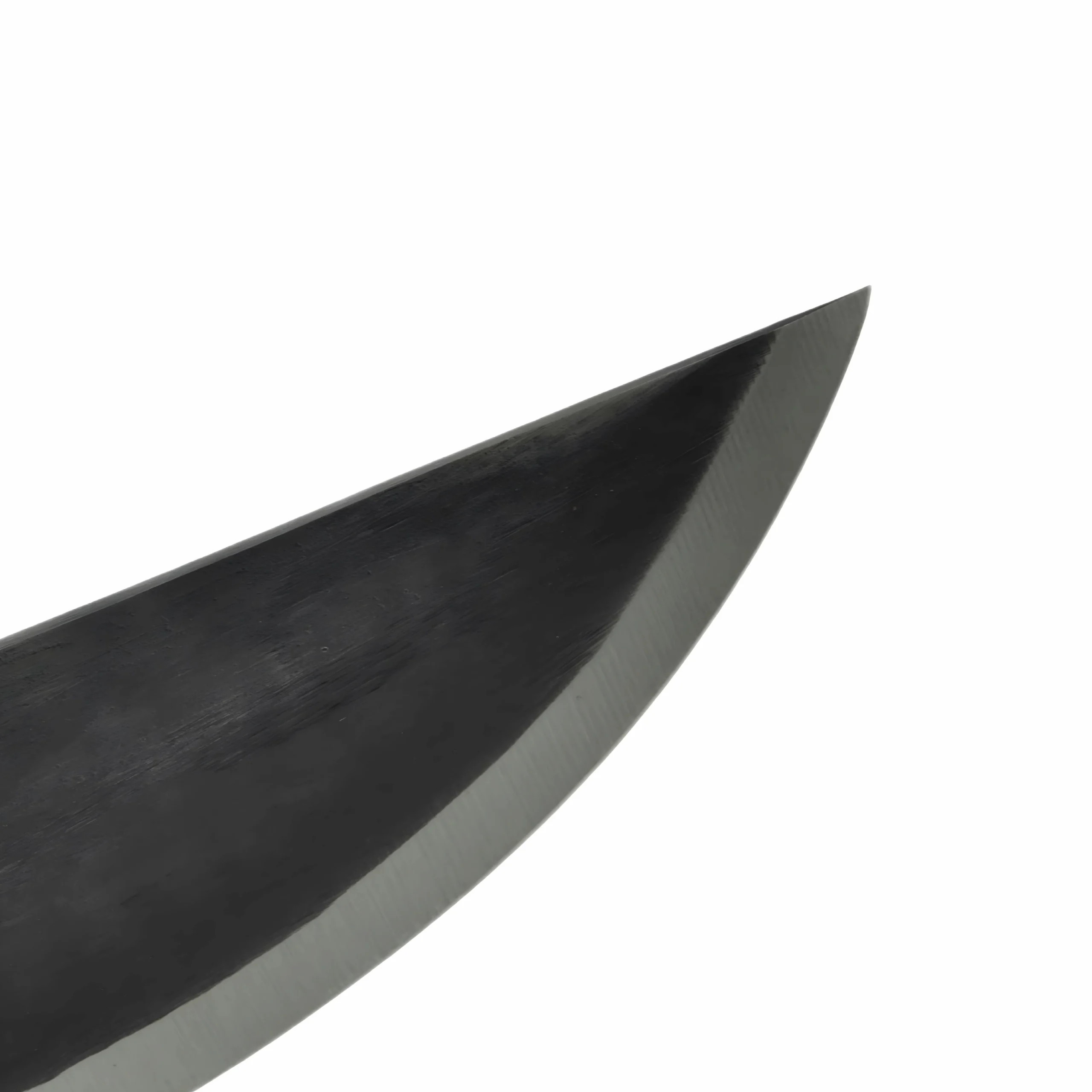 Hand forged high carbon steel cleaver knife blade detail isolated on white background KL-KN-HC-002