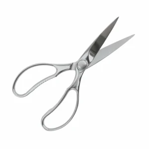 Ergonomic stainless steel kitchen scissors handle detail isolated on white background KL-SC-PR-014