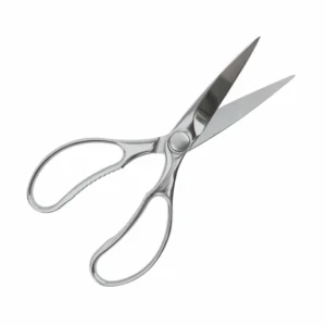 Ergonomic stainless steel kitchen scissors handle detail isolated on white background KL-SC-PR-014