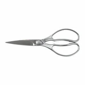 Mirror polished stainless steel kitchen scissors isolated on white background KL-SC-PR-006