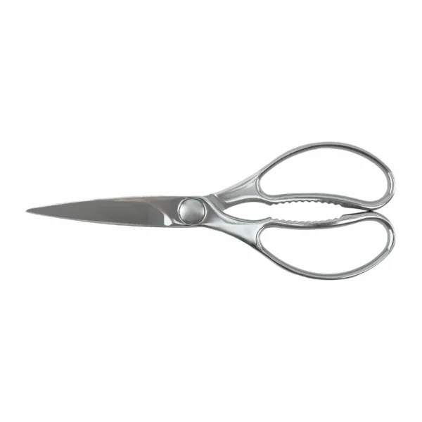 Mirror polished stainless steel kitchen scissors isolated on white background KL-SC-PR-006