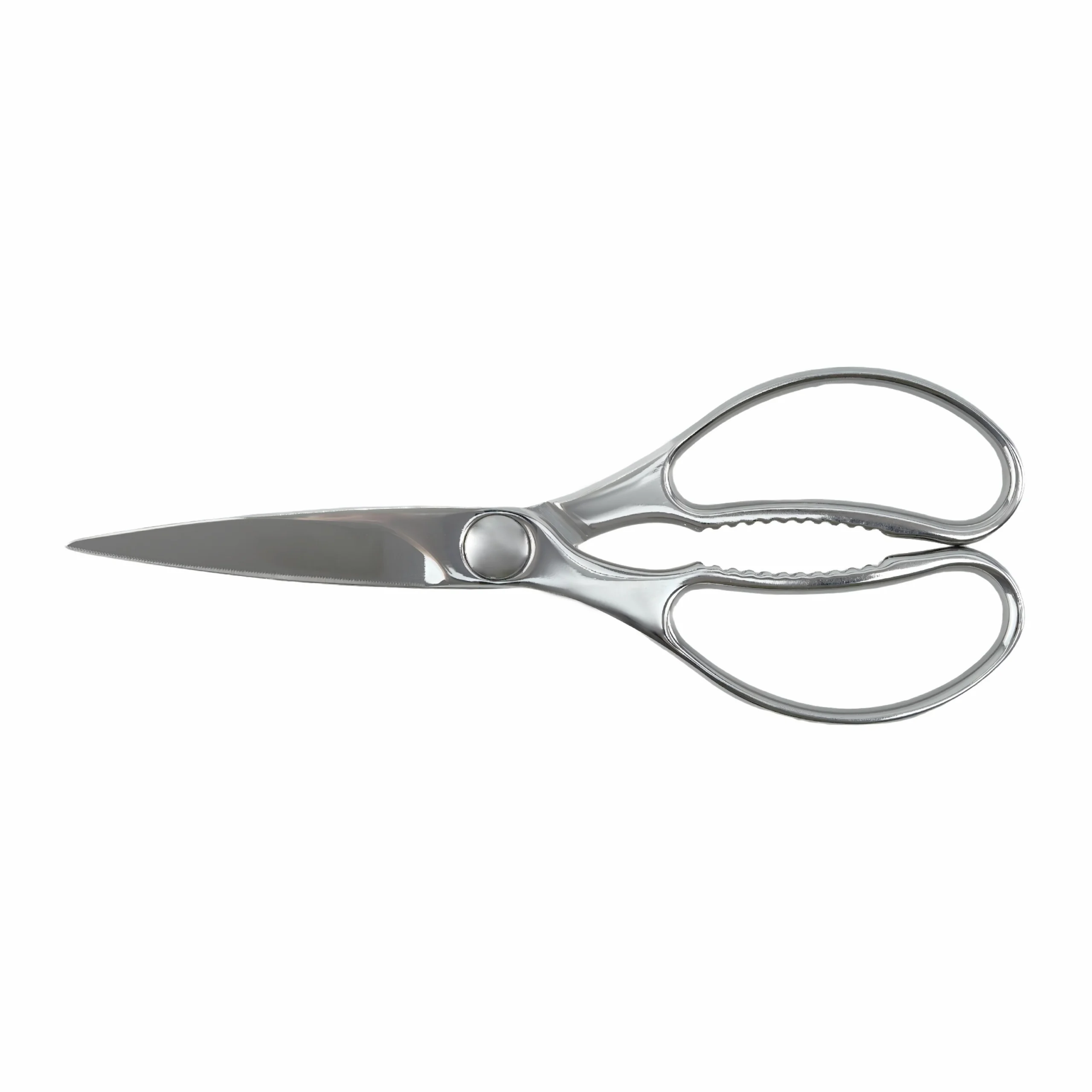 Mirror polished stainless steel kitchen scissors isolated on white background KL-SC-PR-006