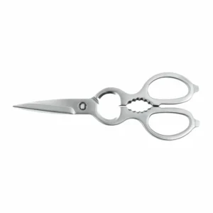 Multifunctional stainless steel kitchen scissors with built-in bottle opener isolated on white background KL-SC-PR-008