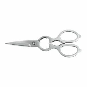 Multifunctional stainless steel kitchen scissors with built-in bottle opener isolated on white background KL-SC-PR-008