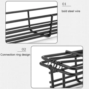 Detailed view of bold steel wire and connection ring design on non-stick baguette grill basket KL-KA-BBQ-002