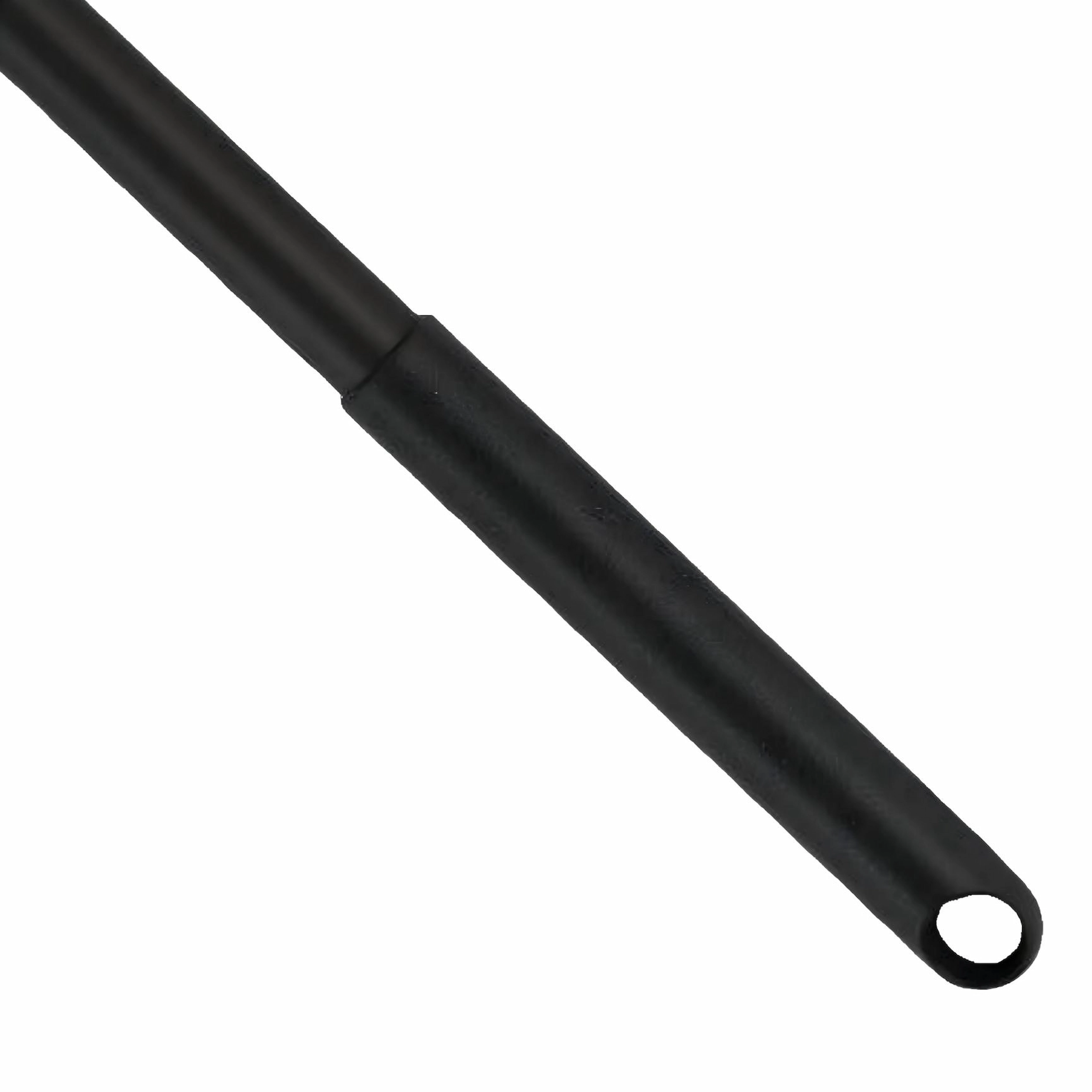 Close up of black ABS plastic handle with hanging hole on pizza peel isolated on white background. KL-KA-BBQ-003