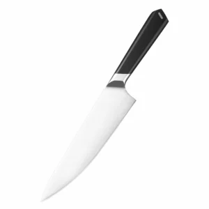 Professional Chef Knife - 45-Degree View | KaiLionCrafts Professional stainless steel chef knife with premium POM handle shown at a 45 degree angle on white background KL-KN-SS-022