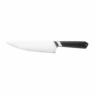 Professional Chef Knife - Front View | KaiLionCrafts Professional stainless steel chef knife with black G10 handle isolated on white background KL-KN-SS-022