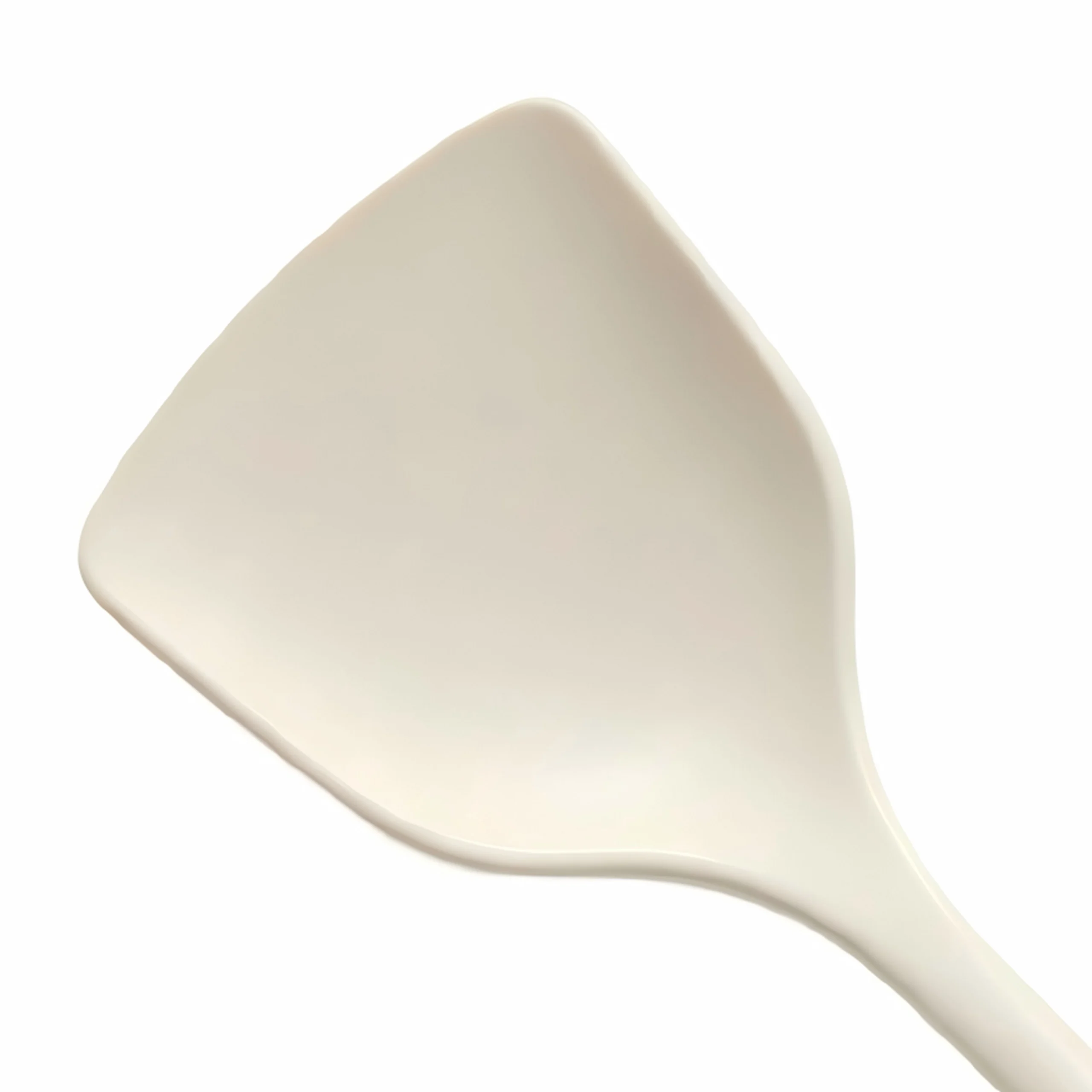 Close up view of the cream white silicone wok spatula head isolated on white background KL-KA-GAD-020