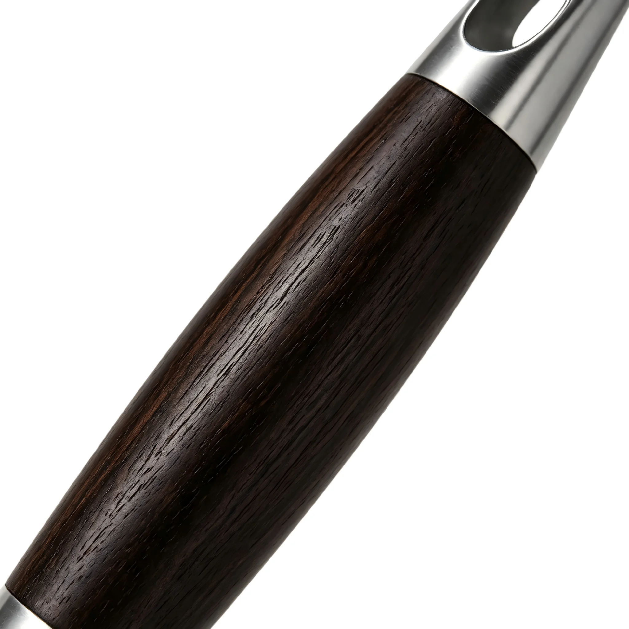 Close up view of the dark espresso brown wood grain composite handle isolated on white background KL-KA-GAD-026