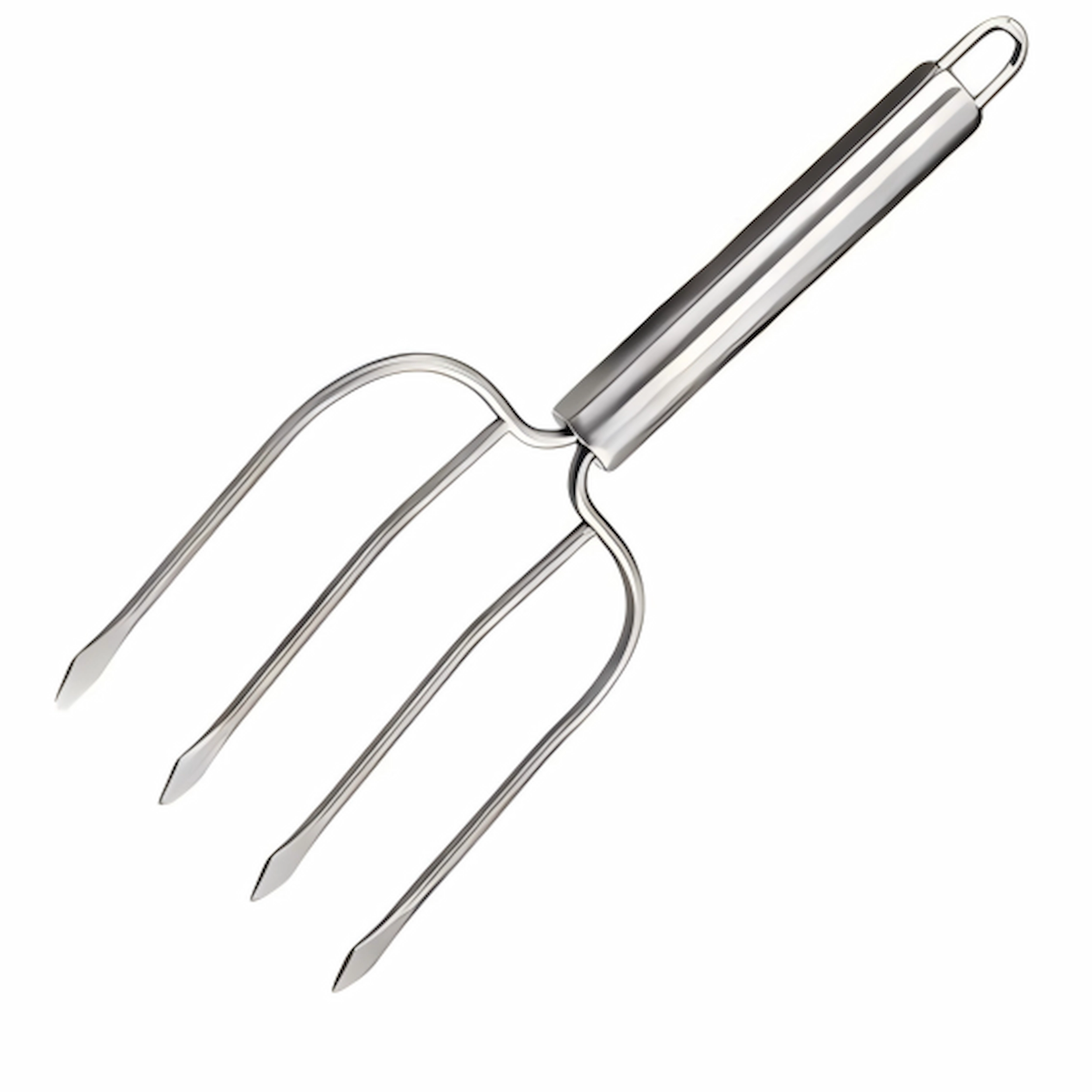 Stainless steel 4-prong turkey carving meat fork isolated on white background KL-KA-BBQ-006