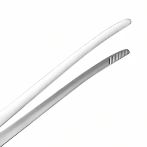 Close up of walnut wood handle with solid brass rivets on barbecue carving fork isolated on white background KL-KA-BBQ-009