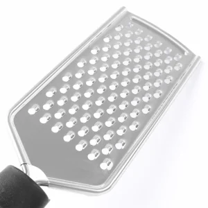 Close up view of the stainless steel micro hole grating surface isolated on white background KL-KA-GR-004