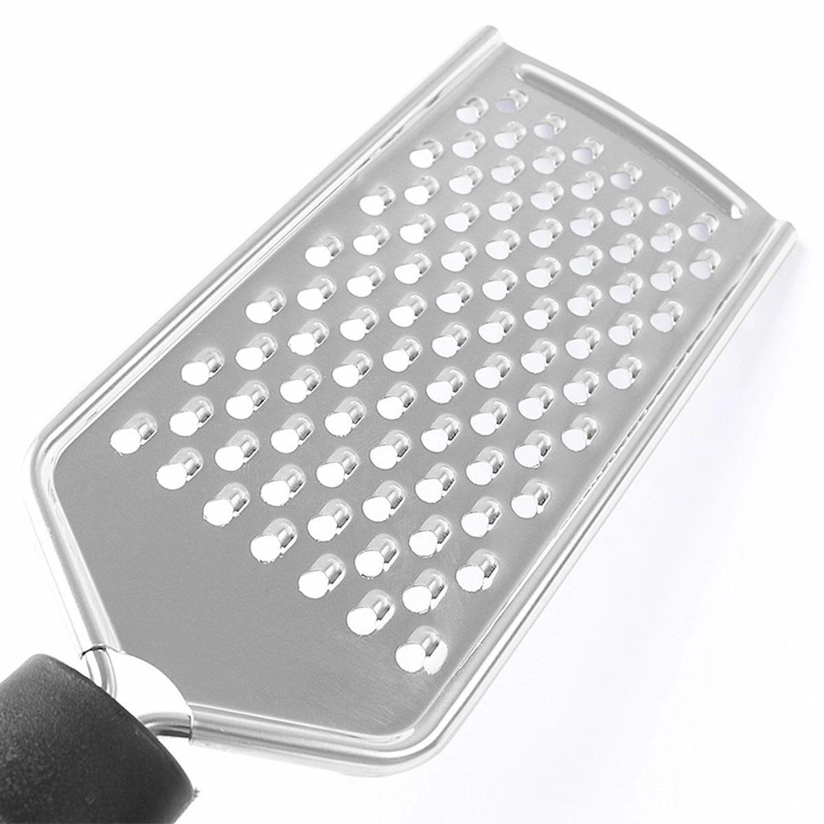 Close up view of the stainless steel micro hole grating surface isolated on white background KL-KA-GR-004