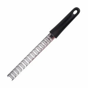 Stainless steel fine grater zester with black handle isolated on white background KL-KA-GR-001