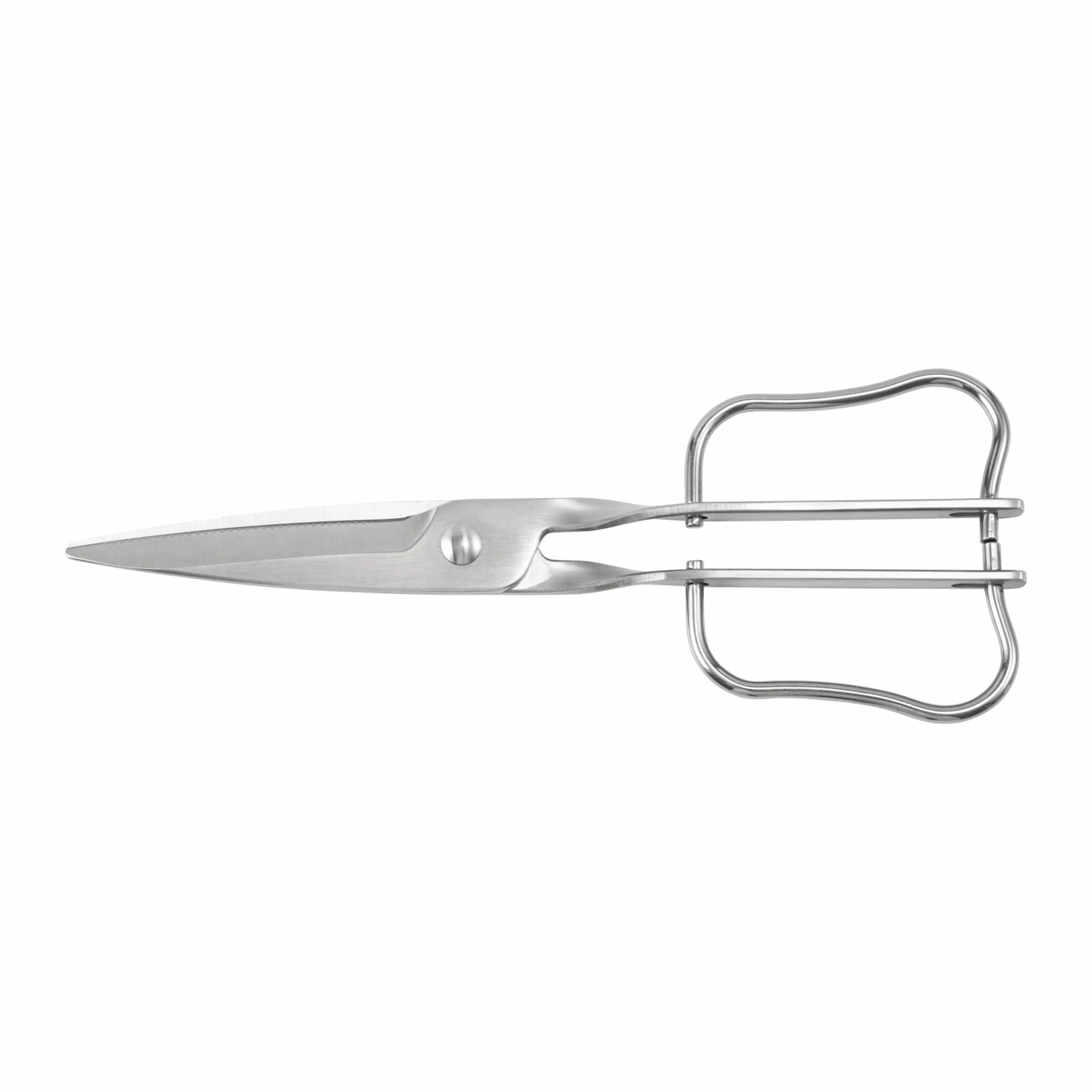 All stainless steel garden scissors with square loop handles isolated on white background, SKU KL-SC-PR-002