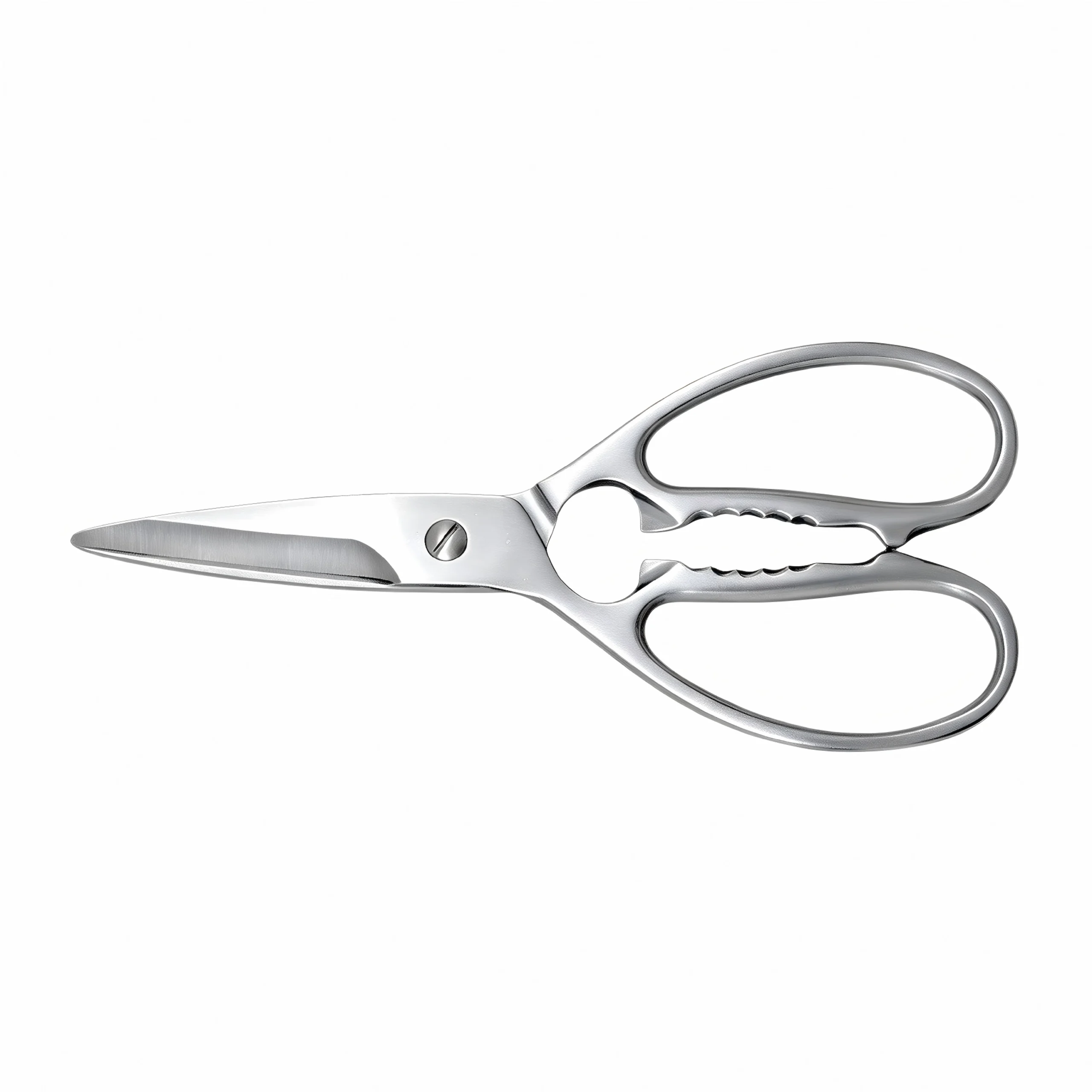 All-metal stainless steel kitchen scissors isolated on white background KL-SC-PR-010