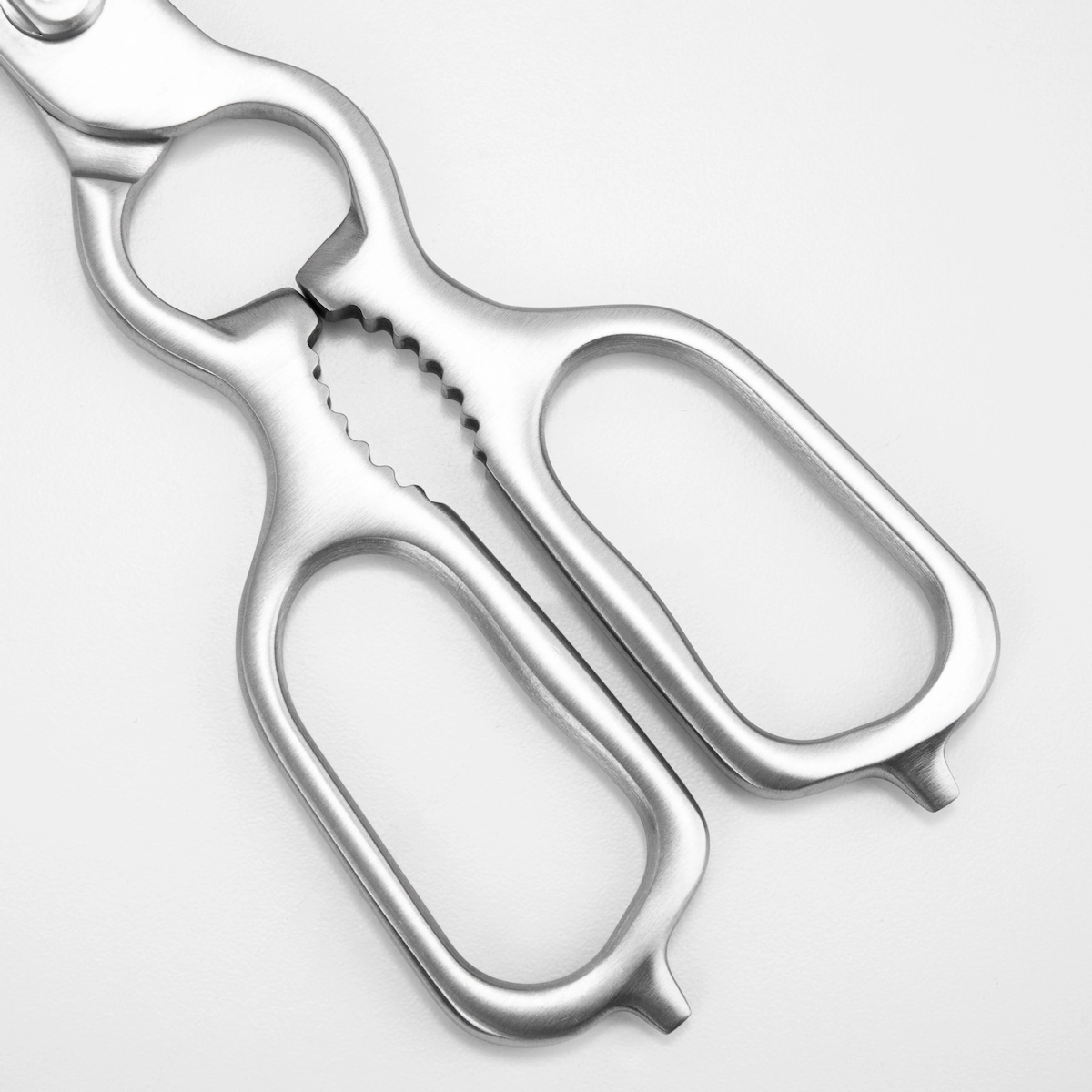 rgonomic brushed stainless steel handle and bone cracker detail isolated on white background KL-SC-PR-005