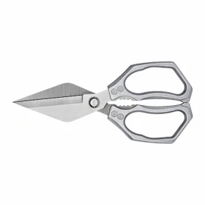 All-steel multipurpose kitchen scissors with textured handles isolated on white background KL-SC-KT-006