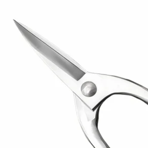 Close-up of stainless steel nail scissors blades isolated on white background KL-SC-SS-010