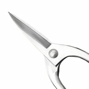 Close-up of stainless steel nail scissors blades isolated on white background KL-SC-SS-010