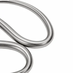 Close-up of integrated loop handles of stainless steel nail scissors isolated on white background KL-SC-SS-010