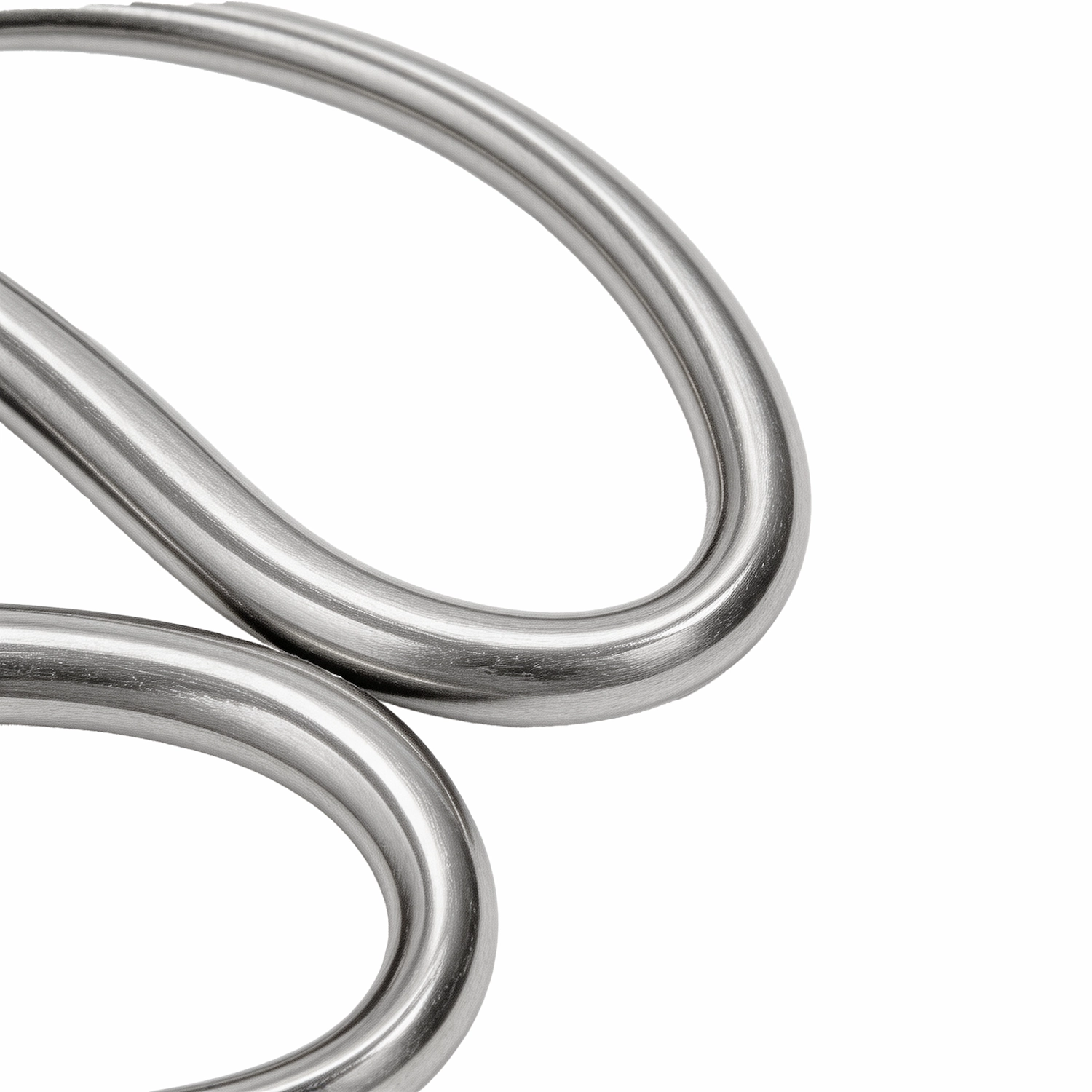 Close-up of integrated loop handles of stainless steel nail scissors isolated on white background KL-SC-SS-010