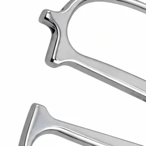 lose-up of mirror-polished ergonomic open-loop handles on poultry shears isolated on white background KL-SC-SS-008.