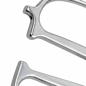 lose-up of mirror-polished ergonomic open-loop handles on poultry shears isolated on white background KL-SC-SS-008.