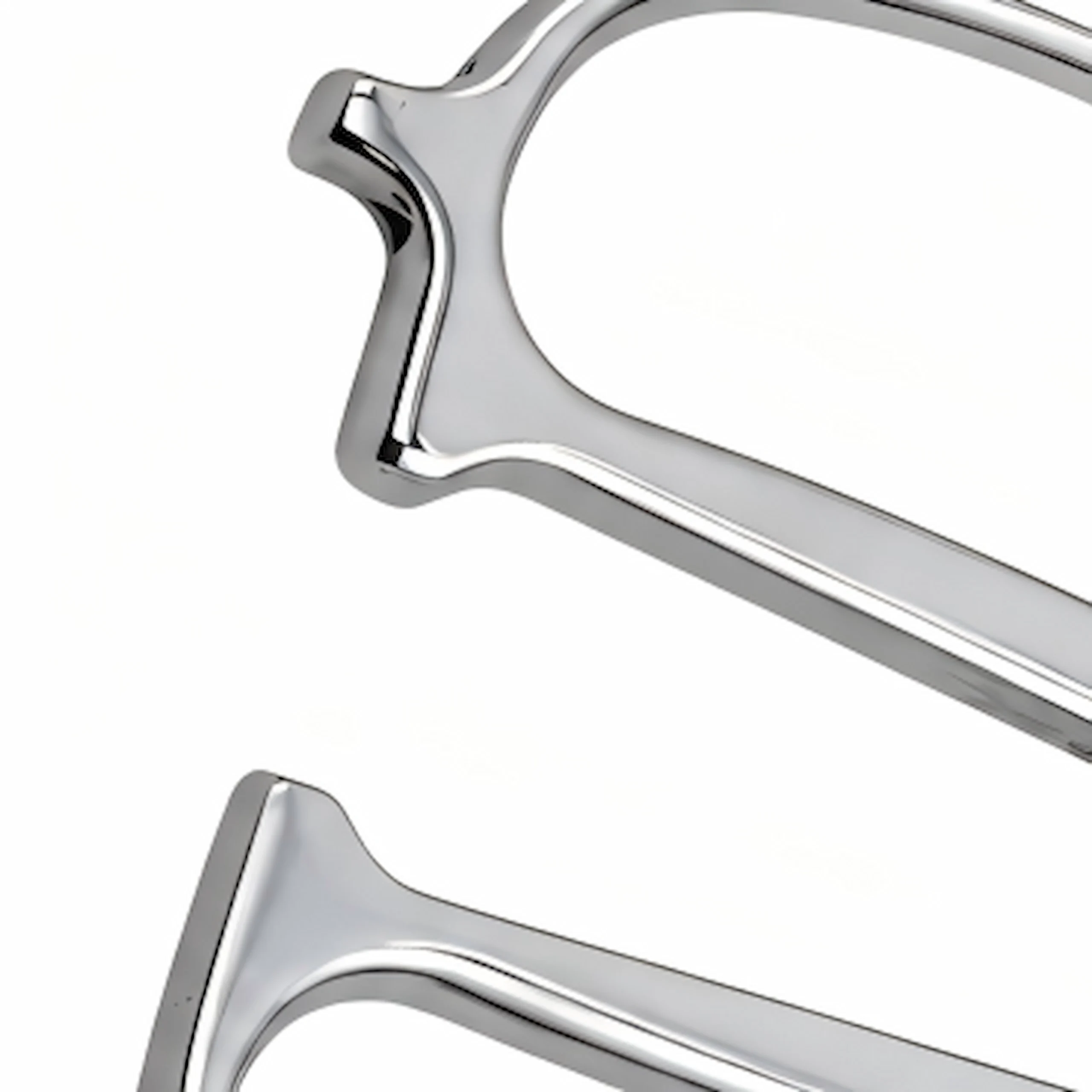 lose-up of mirror-polished ergonomic open-loop handles on poultry shears isolated on white background KL-SC-SS-008.